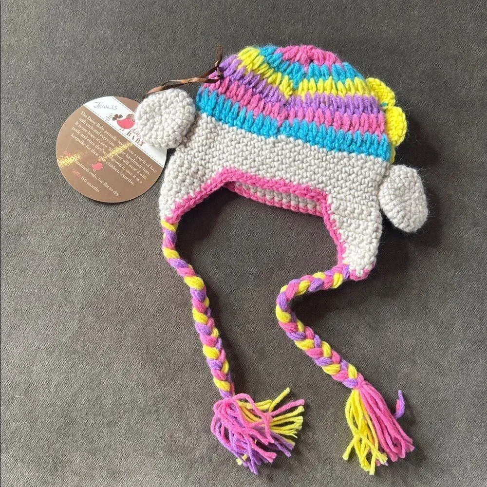 Daisy Baby Sock Monkey Infant Beanie Hat Multicolor Flower 0-6 months NEW